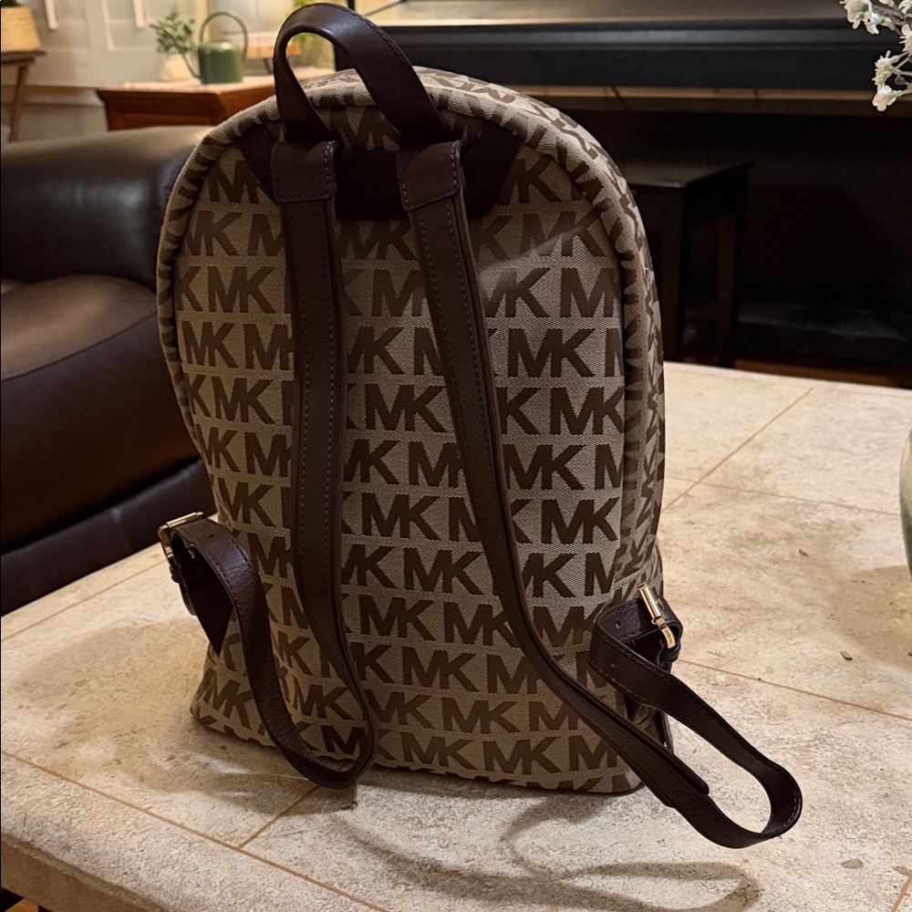 Michael Kors Signature Tan and Brown Backpack - Picture 2 of 5
